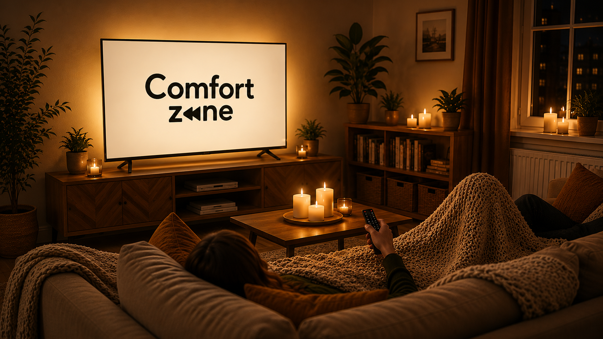 Comfort Zone hero — TV in a cozy living room