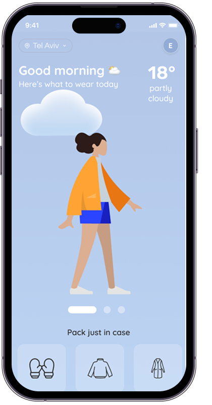 Weather Fit app — good morning outfit screen
