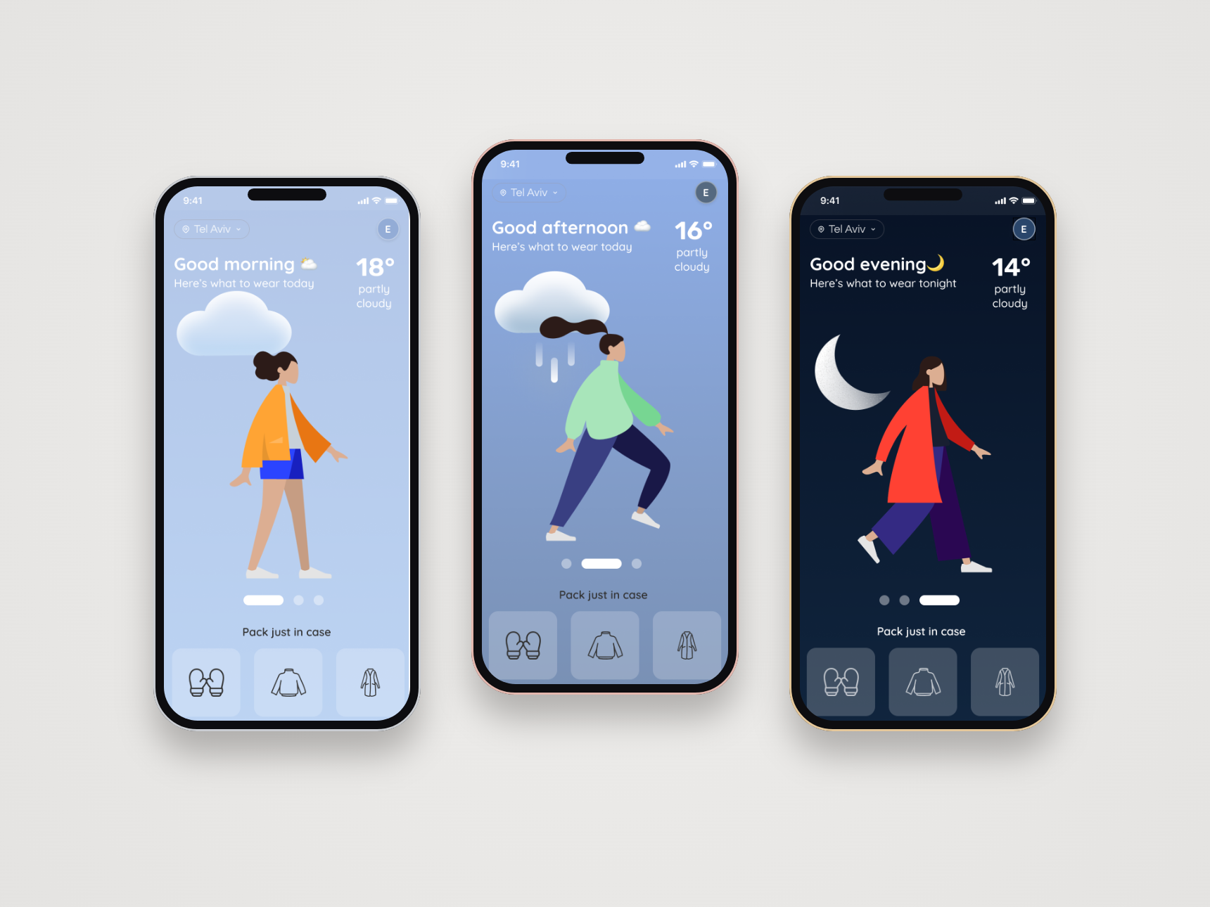 UI/UX Design — weather wardrobe app